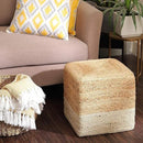 REDEARTH · Cube Pouf Ottoman - Braided Pouffe Accent Sitting Square Footrest for Living Room, Bedroom, Nursery, kidsroom, Patio, Gym; 100% Jute Set of 2 (14.5"x14.5"x16"; Natural Ivory) by CozyNest Decor