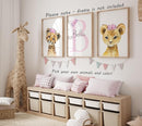 Personalized Safari Animals for Baby Girls Nursery, Set of 3 Unframed Poster Prints, Personalized Name Pink Lilac Floral, Girls Bedroom Decor, Elephant Giraffe (17x22) by TinyTreasures Baby Boutique