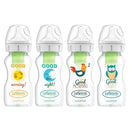 Dr. Brown's Natural Flow Anti-Colic Options+ Wide-Neck Baby Bottles, 9 oz/270 mL, with Level 1 Slow Flow Nipple, 4 Pack Good Morning/Good Night Gift Set by TinyTreasures Baby Boutique