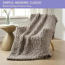 Bigacogo Chunky Knit Throw Blanket for Couch, 51x63 inches, 100% Hand Knitted with Thick Jumbo Chenille Yarn, Cozy Soft Large Rope Knot Cable Crochet Blankets for Sofa Bed Living Room, Taupe by CozyNest Decor