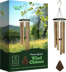Nature’s Melody Premiere Grande Tunes Wind Chimes – Outdoor Windchime with 6 Tubes Tuned to E Pentatonic Scale, Rustproof Aluminum, Beech Wood & S Hook Hanger for Sympathy, Memorial Gift or Zen Garden by CozyNest Decor