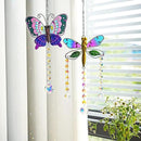 YU FENG Set 2 Suncatchers with Crystals,Stained Glass Butterfly Dragonfly Sun Catchers Window Garden Hanging Decoration Ornament,Prism Rainbow Maker Pendant by GreenHaven Gardens