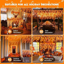 JMEXSUSS Orange Lights for Thanksgiving, 400 LED Orange Icicle Lights Outdoor, 8 Modes Orange Lights with 80 Drops Thanksgiving String Lights Plug in for Fireplace Indoor House Roof Outdoor Holiday by GreenHaven Gardens