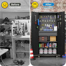 Metal Garage Cabinet with Wheels,71''H Rolling Lockable Steel Tool Cabinet with Pegboard & 1 Drawer for Garage,Home,Office Assembly Required,Black/Red by GreenHaven Gardens