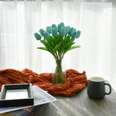 Mandy's Artificial Tulips 20 Stems Robin Egg Blue PU Faux Flowers for Wedding Home Decor 13.5 Inch by CozyNest Decor