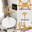 Modern Farmhouse Gold Chandeliers for Dining Room, 6-Light Industrial Metal Chandeliers Geometric Pendant Lights Kitchen Island for Entryway Stairway Foyer Hallway by CozyNest Decor