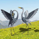 24-27 Inch Standing Crane Garden Sculptures & Statues, Crane Metal Yard Art for Backyard, Lawn, Patio, Porch, Birthday, Wedding Decorations, Gray by CozyNest Decor
