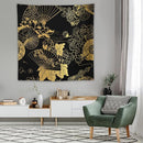 HZOHNAGO Japanese Tapestry Gold Flowers Umbrella Fan Pattern Printed Wall Tapestry Painting Wall Hanging for Bedroom Living Room Dorm 60" W x 60" H by CozyNest Decor