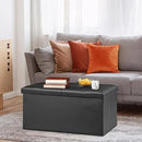 SUPER DEAL 30 inches Folding Ottoman with Storage, Bedroom Footrest Bench, Rectangle Sotrage Chest for Living Room Entryway, 30"x15"x15", 85L, Faux Leather, Black by CozyNest Decor