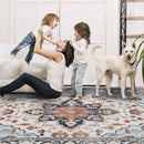9x12 Area Rug Living Room Rugs, Stain Resistant Washable Rug, Vintage Large Non-Slip Backing, Low Pile Lightweight Print Rug for Bedroom Dinning Room Home Office (Blue/Gray) by TinyTreasures Baby Boutique