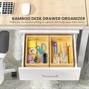 Kitchen Drawer Organizer Bins, Stackable Bamboo Drawer Organizer for Silverware, Flatware, Deep Office Desk Drawer Organizer Tray, Desktop Pen, Office Organization 9" x 6" x 2.5" (Set of 2) by CozyNest Decor