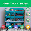 Humble Crew Kids Toy Storage Organizer with 12 Plastic Bins, Natural Wood/Aqua – Removable Bins for Playroom, Bedroom, Toddler Furniture for Boys and Girls Ages by TinyTreasures Baby Boutique