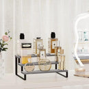 YINMIT Wooden Display Riser Stand, Tiered Perfume and Cologne Organizer Stand, 3 Tier Spice Rack Organizer, Rustic Display Shelf for Candles (3 Tier,Grey) by CozyNest Decor