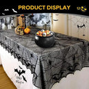 eZAKKA Halloween Table Cloth, Spider Web Table Cloth Black Tablecloth Lace Fabric Table Cloths Halloween Table Cover for Rectangle for Parties Gothic Spooky Home Decorations, 48x96 Inch by CozyNest Decor