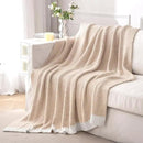 MIULEE Beige Super Soft Throw Blanket for Couch, Cozy Fluffy Warm Throws Knit Blankets for Sofa, Bed, Chair, Living Room, Camping, Picnic, 50 x 60 inch by CozyNest Decor