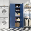 Kitchen Pantry Cabinet,71”Blue Metal Pantry Storage Cabinets with Doors and 4 Adjustable Shelves,Kitchen Cabinet with 2 Gold Handles,Tall Cabinet for Livingroom, by CozyNest Decor