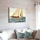 ARTISTIC PATH Coastal Nautical Canvas Wall Art - Ocean Sailboat Artwork Seascape Sailing Prints Wave Boat Picture Sunset Marine Painting for Living Room by CozyNest Decor