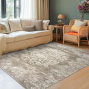 jinchan Vintage Floral 4x6 Area Rugs - Machine Washable Distressed Design Soft Ultra-Thin Low-Pile Non-Slip Carpet for Entryway Kitchen Bedroom Nursery Living Room Dining Room (4x6ft,Brown) by TinyTreasures Baby Boutique