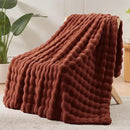 NEWCOSPLAY Faux Fur Twin Blanket Burnt Orange Bubble Blanket Thick Warm Soft for Couch Sofa Bed 550GSM (Burnt Orange, Twin(60"x80")) by CozyNest Decor