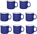 Set of 8 Ceramic Campfire Mugs – 15 Oz, Royal Blue – Coffee & Tea Cups for Home, Work, Travel, Camping – Customizable, Great for DIY, Events, Companies by CozyNest Decor
