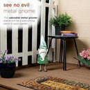 Alpine Corporation MCC798HH See No Evil Metal Gnome Decor, Whimsical Playful Décor for Patio & Garden, 19" H, Green by CozyNest Decor