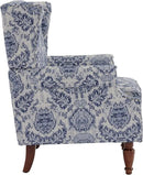 UIXE High Back Floral Accent Chairs Set of 2, Upholstered Armchair in Fabric, Retro Printed Wingback Arm Chair for Living Room, Nailhead Trim Single Sofa Bedroom Reading Seat - Navy Blue by CozyNest Decor