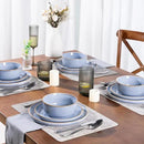 GBHOME Ceramic Dinnerware Sets for 8, 24 Pieces Stoneware Plates and Bowls Sets, Scratch Resistant Dishes, Dishwasher & Microwave Safe, Reactive Glaze-Brunnera Blue by CozyNest Decor