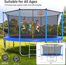 Upgraded 10/12/14/15/16FT Trampoline Outdoor, Large Kids Trampoline with Light, Stakes, Sprinkler, Backyard Trampoline with Basketball Hoop and Net, Capacity for 4-6 Kids and Adults by TinyTreasures Baby Boutique