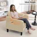 Accent Chair for Living Room, Mid Century Modern Reading Chair for Bedroom, Upholstered Armchair with Side Pockets, Comfy Single Sofa Side Chair for Office, Apartment, Small Room, Light Brown by CozyNest Decor