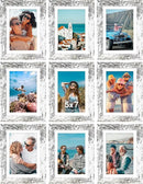 Vittanly 5x7 Picture Frames Set of 9, Shatter Resistant Plexiglass, Display 4x6 Pictures with Mat or 5x7 without Mat, Photo Frames for Wall or Tabletop, Engineered Wood, Distressed White by CozyNest Decor