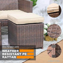 Patiorama 2 Pieces Assembled Outdoor Patio Ottoman, Indoor Outdoor All-Weather Dark Brown Wicker Rattan Outdoor Footstool Footrest Seat with Beige Cushions, No Assembly Required by CozyNest Decor