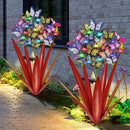 Homight Solar Metal Agave Butterfly Flower Stick Garden Sculpture - Outdoor Christmas Lights, Swaying Solar Lights Gift (2 PCS RED) by GreenHaven Gardens