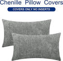 CaliTime Throw Pillow Covers Decorative 16 X 26 Inches Pack of 2 Cozy Chenille Cushion Cases for Couch Sofa Bed Living Room Home Medium Grey by CozyNest Decor