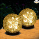 Solar Lights Outdoor Garden Decorative - 2 Pack Solar Globe Lights Upgrade Waterproof with 30 LEDs Cracked Glass Ball Lights for Yard Patio Pathway Lawn Outside Decor (4.73") Warm White by GreenHaven Gardens