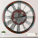 30Inchs Moving Gears Wall Clock, Oversized Wall Clocks, Clock Living Room Decor, Solid Wood Frame, Battery Operated, Large Wall Clock with Steampunk Industrial for Fireplace(Black Walnut) by CozyNest Decor