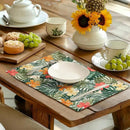 Tropical Palm Leaves Table Mats Set of 4 Summer Watercolor Hibiscus Flower Leaf Placement Mats for Dining Table Washable Non-Slip Heat Resistant Linen Place Mat 12×18 Inch by CozyNest Decor