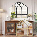 Window Mirror Pane, Black Metal Frame, Cathedral Arched Wall Mirrors Decorative Over Fireplace Mantel, Farmhouse Decorations for Dining Living Room Hallway Entryway by CozyNest Decor