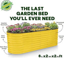 Galvanized Raised Garden Beds Outdoor // 8×2×2 ft Planter Raised Beds for Gardening, Vegetables, Flowers // Large Metal Garden Box (Yellow) // Patented Tool-Free Design by GreenHaven Gardens