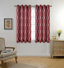 MIUCO Moroccan Embroidered Semi Sheer Curtains Faux Linen Grommet Curtains for Living Room 52 x 63 Inch 2 Panels, Burgundy by CozyNest Decor