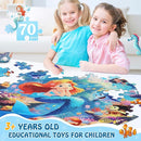 Floor Puzzles for Kids Ages 3-5, 70 Pieces Mermaid Jigsaw Puzzle for Toddler Girls Ages 3 4 5 6 7 8 Year Old, Large Round Underwater Princess Puzzle Educational Learning Toys Birthday Gift by TinyTreasures Baby Boutique
