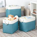 Bidtakay Extra Large Storage Baskets for Shelves 3 Pack Fabric Storage Bins for Organizing Linen Collapsible Organizer for Closet-White&Teal by TinyTreasures Baby Boutique