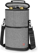 ALLCAMP 2 Bottle Wine Tote Carrier - Insulated Portable Padded Canvas Wine Bag for Travel, BYOB Restaurant, Wine Tasting, Party, Great Christmas Day Gift for Wine Lover，Gray by TinyTreasures Baby Boutique