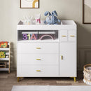 PakaLife Changing Table with Drawers, White Drawer Dresser,Changing Table Dresser with 5 Drawer & Cabinet… by TinyTreasures Baby Boutique