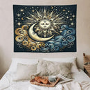 HZOHNAGO Sun Moon Tapestry Boho Golden Stars Pattern Printed Wall Tapestry Wall Hanging for Bedroom Living Room Dorm 40" W x 30" H by CozyNest Decor