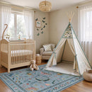 6x9 Rugs for Living Room with Insect Print - Bug Rug Non-Silp Stain Resistant Soft Carpet for Bedroom, Low Pile Ultra-Thin Machine Washable Carpet for Dining Room, Kids Nursery, Office (6'x6' Blue) by TinyTreasures Baby Boutique
