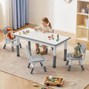 Kids Study Table and Chairs Set, Height Adjustable Toddler Table and Chair Set for Kids Ages 3-8, Graffiti Desktop (Grey) by CozyNest Decor