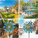 Wind Spinners for Yard and Garden - Wind Sculptures & Spinners, 75 Inch, Navy Blue, Kinetic Art with Solar Powered Multi-Color Glass Ball Light by CozyNest Decor