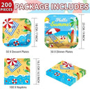 Grencian 200Pcs Beach Party Supplies Hello Summer Party Plates and Napkins Disposable Summer Pool Paper Tableware Set for Hawaiian Beach Pool Birthday Baby Showe Decorations, Serves 50 by CozyNest Decor