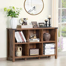 Farmhouse 6 Cube Book Shelf, Wood 3 Tier Storage Organizer Bookshelf, Brown Walnut 47" Horizontal Cubby Bookcase with Legs, Rustic Entryway Book Case, Long Display Cabinet for Bedroom, Office by CozyNest Decor