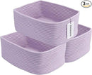 Small Woven Storage Baskets 13“X9”X5“ Decorative Rope Bins for Organizing Shelves, Closets, and Toys, Empty Gift Baskets, Cute Organizer Basket for Home and Office (purple, Large) by CozyNest Decor